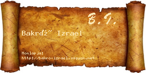 Bakró Izrael névjegykártya